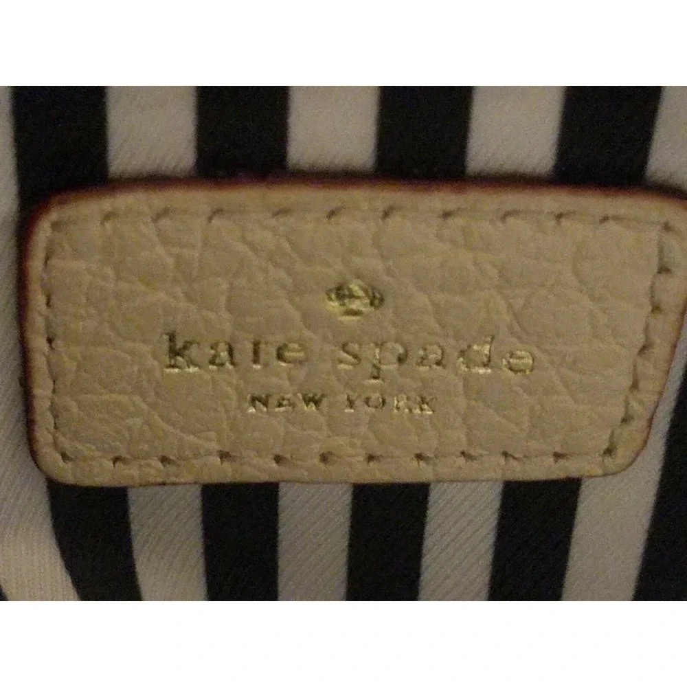 KATE SPADE New York Satchel Pebbled Leather Shoulder Handbag Black White